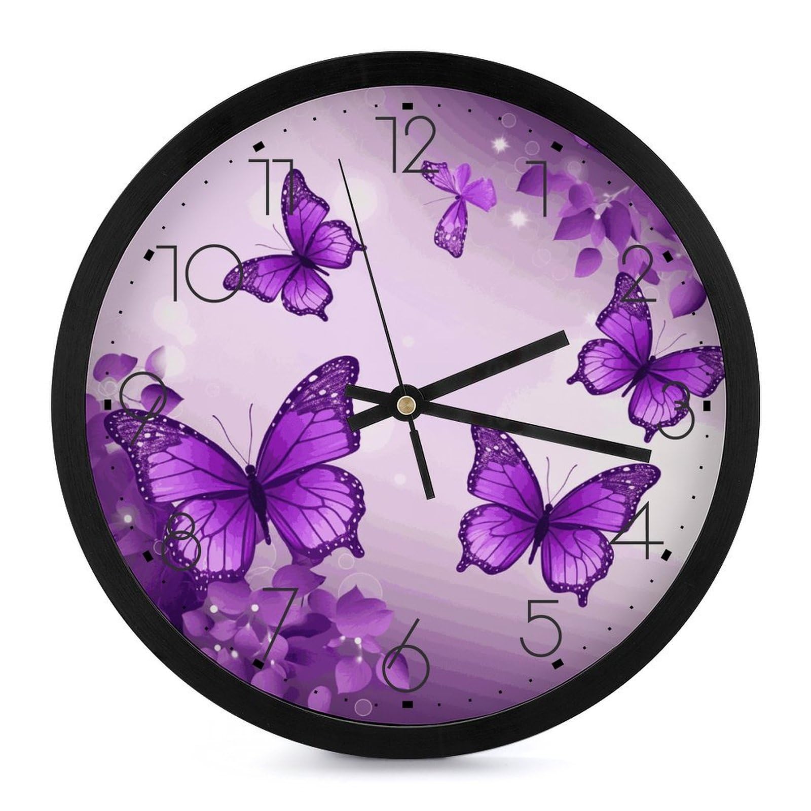 Horloge murale numérique silencieuse violette 25,4 cm facile à lire sans tic-tac pour chambre
