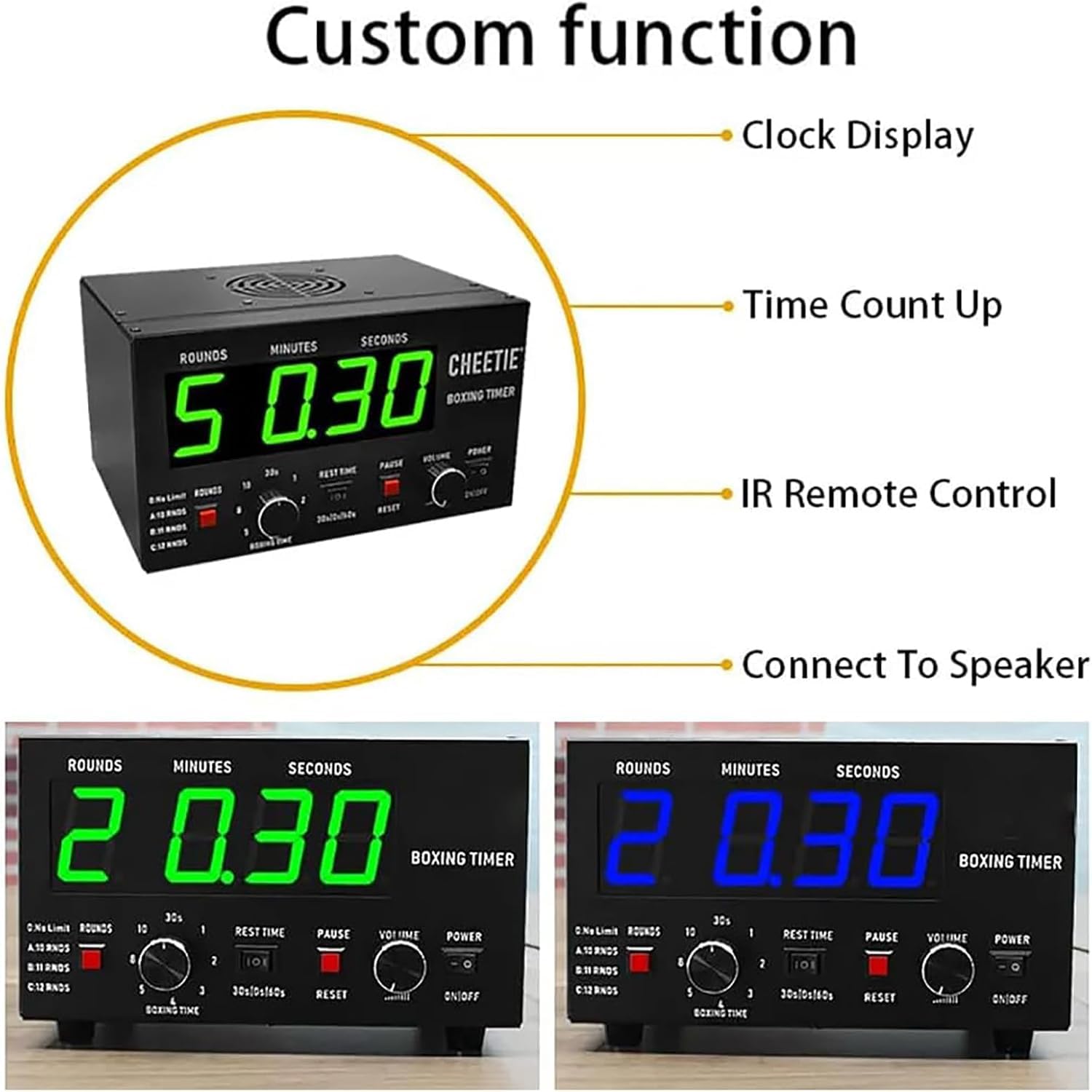 Timer a intervalli per boxe, display a LED, 1-12 round, allenamento 30-10 minuti, riposo 0/30/60s, cicalino, per Muay Thai, allenamento kickboxing