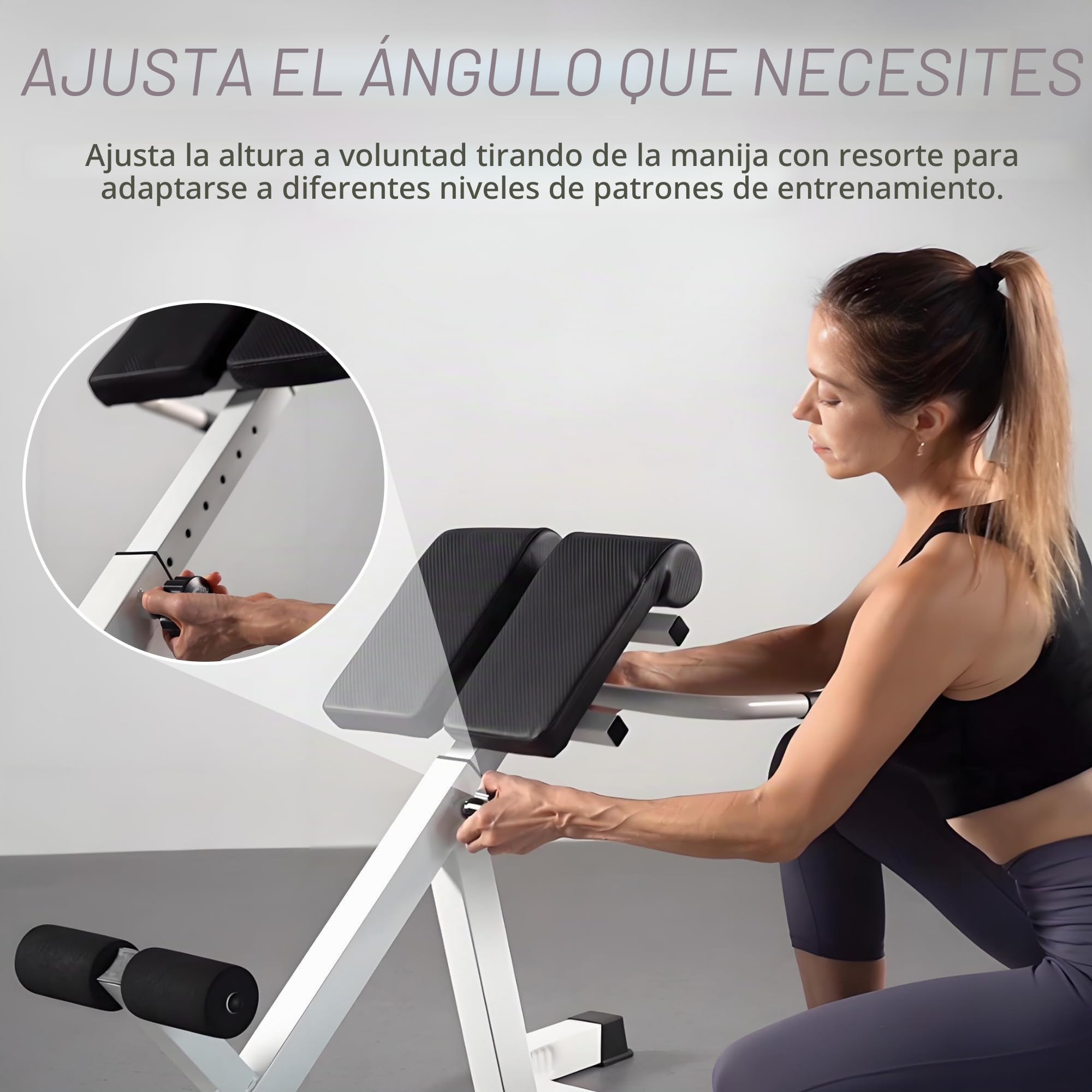 Máquina de extensión de respaldo de silla romana, banco de hiperextensión con ajuste dual de altura de ángulo, banco de ejercicio de espalda para gimnasio en casa