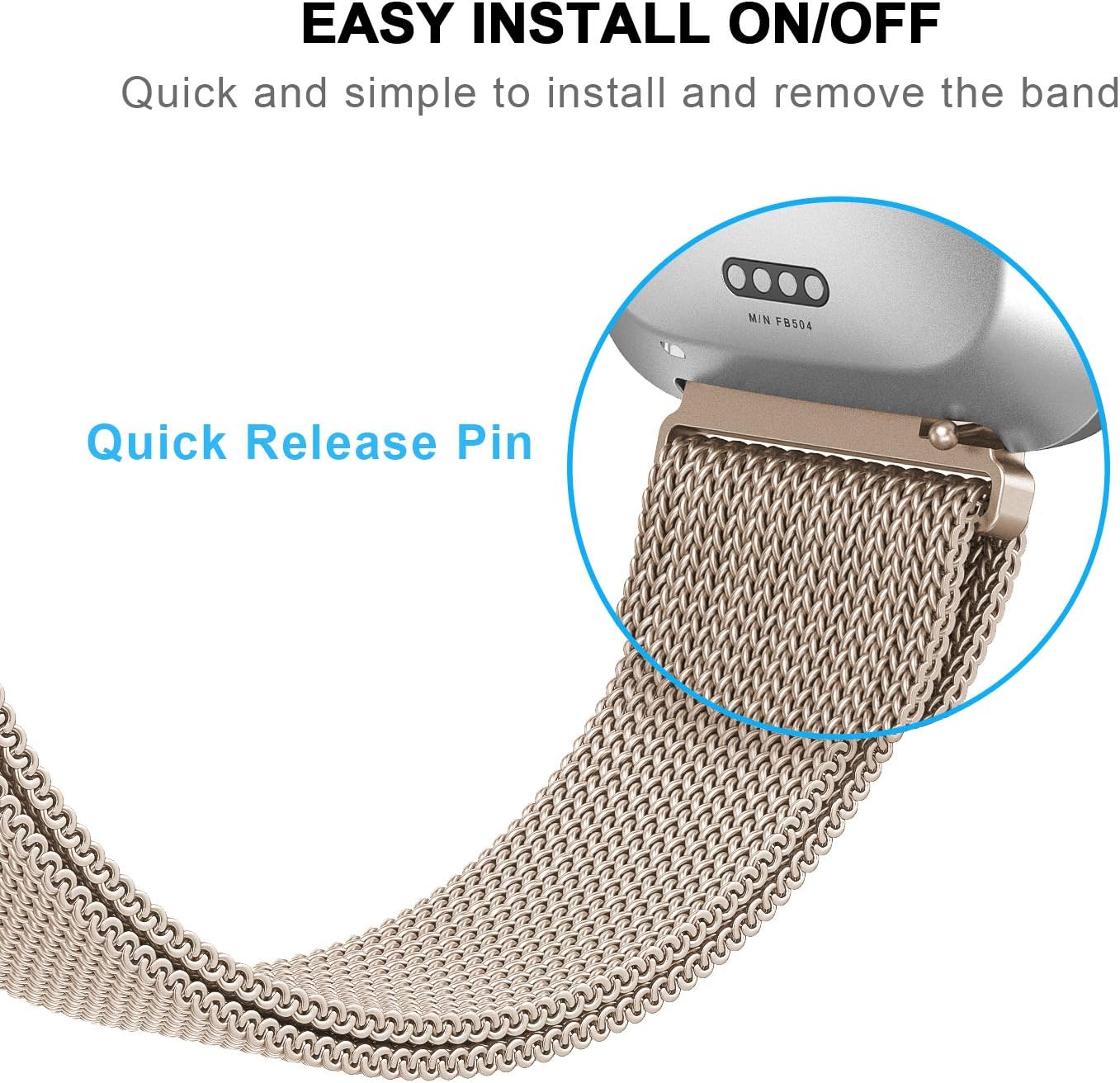 Yutior Metal Bands Compatible with Fitbit Versa 2 / Fitbit Versa Lite & SE/Fitbit Versa Smart Watch, Stainless Steel Metal Replacement Small Large for Women Men, Black, Champagne, Rose Gold, Silver