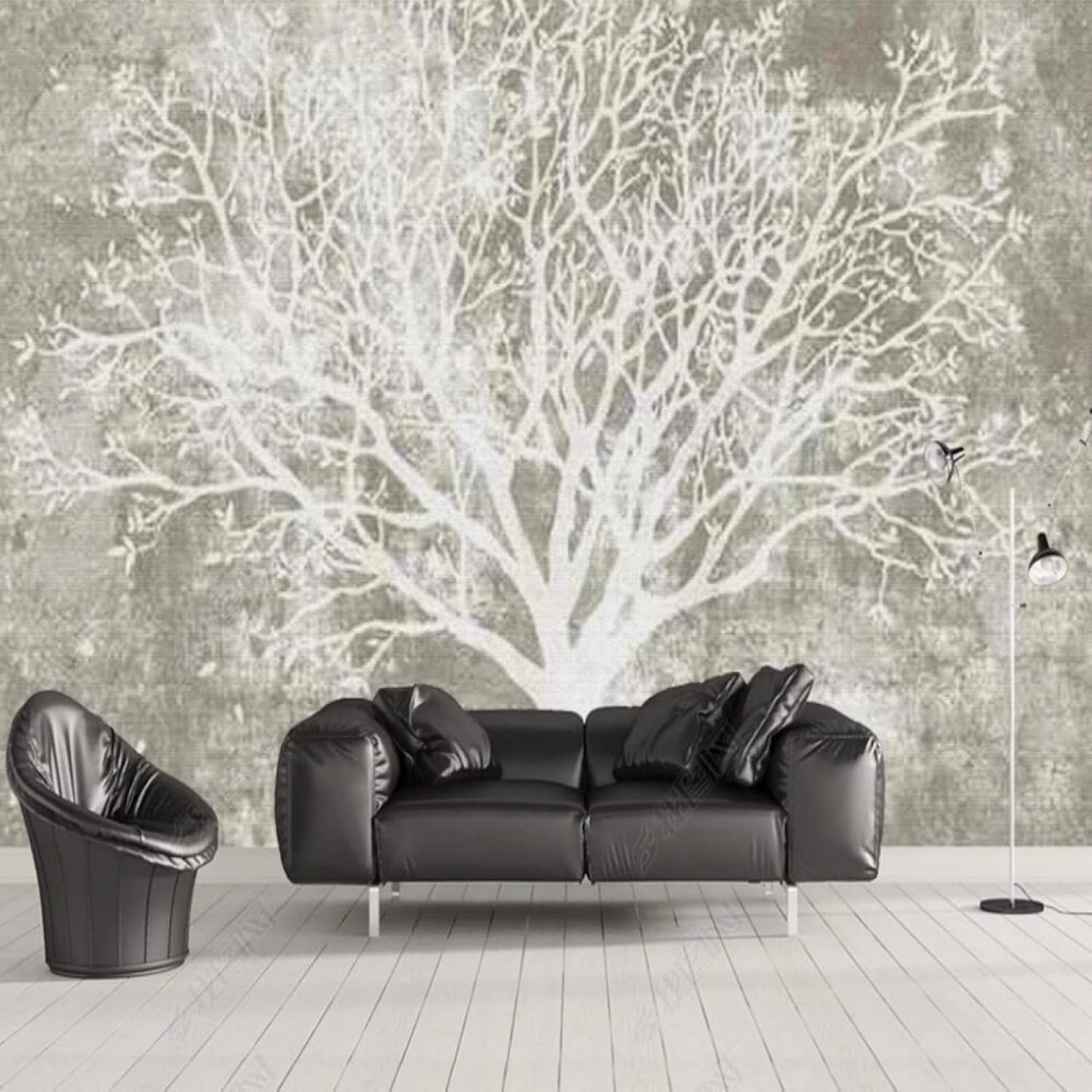 Papel pintado comedor y dormitorio de seda con diseño de árbol grande 3D