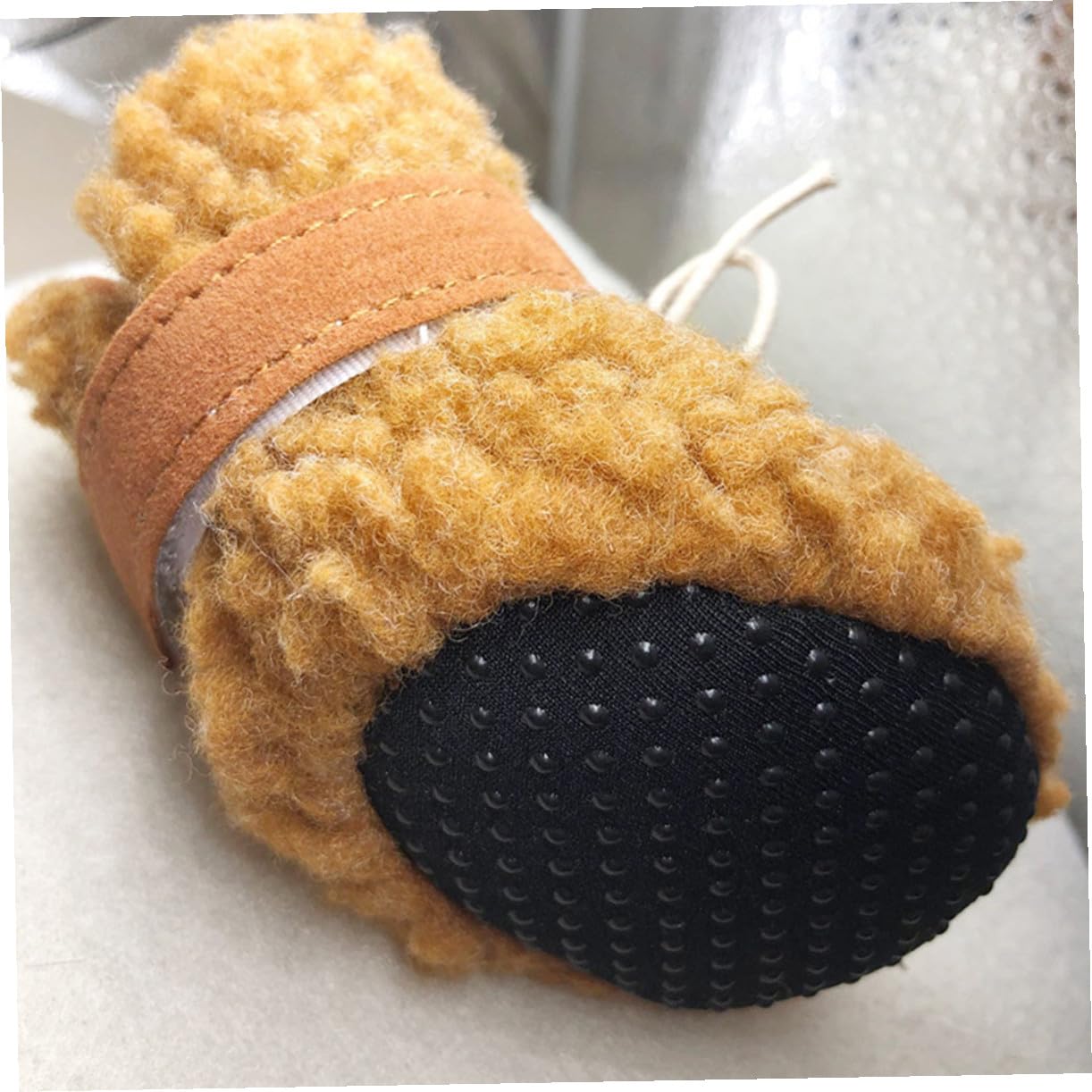 Angoily 12stücke Hundeschuhe Winter rutschfeste Plüsch-pfotschuhe Für Hunde Und Warm Braun Für Outdoor-aktivitäten Und Pfotenschutz Bei Kaltem Wetter
