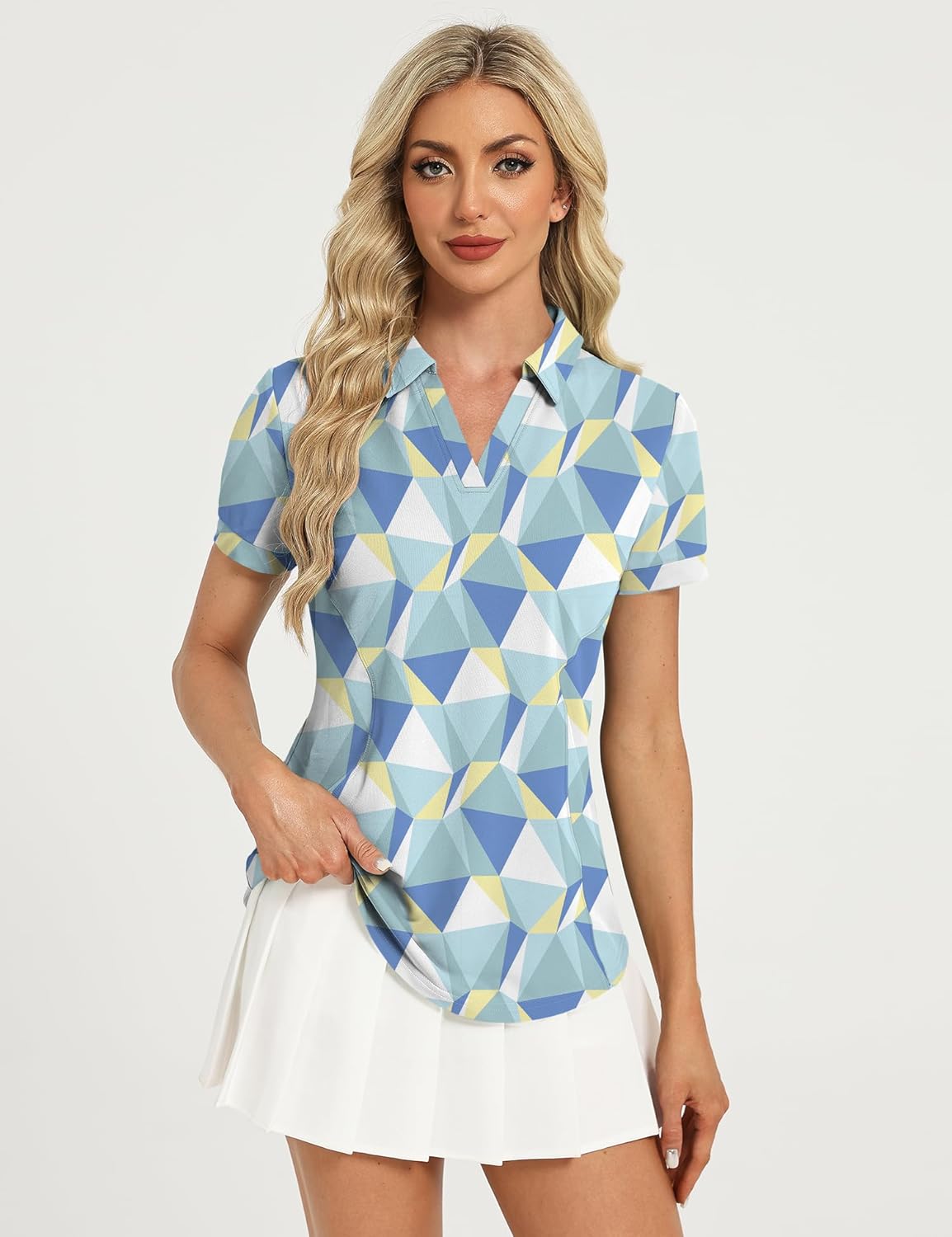 Rapbin Womens Polo Shirt Golf Shirts Women Collared Shirts Short Sleeve Tee V Neck Tops - Image 2