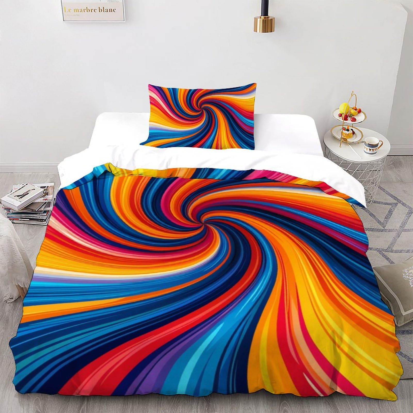 Housse de couette 2 pièces lit 1 personne motif imprimé fantaisie adulte