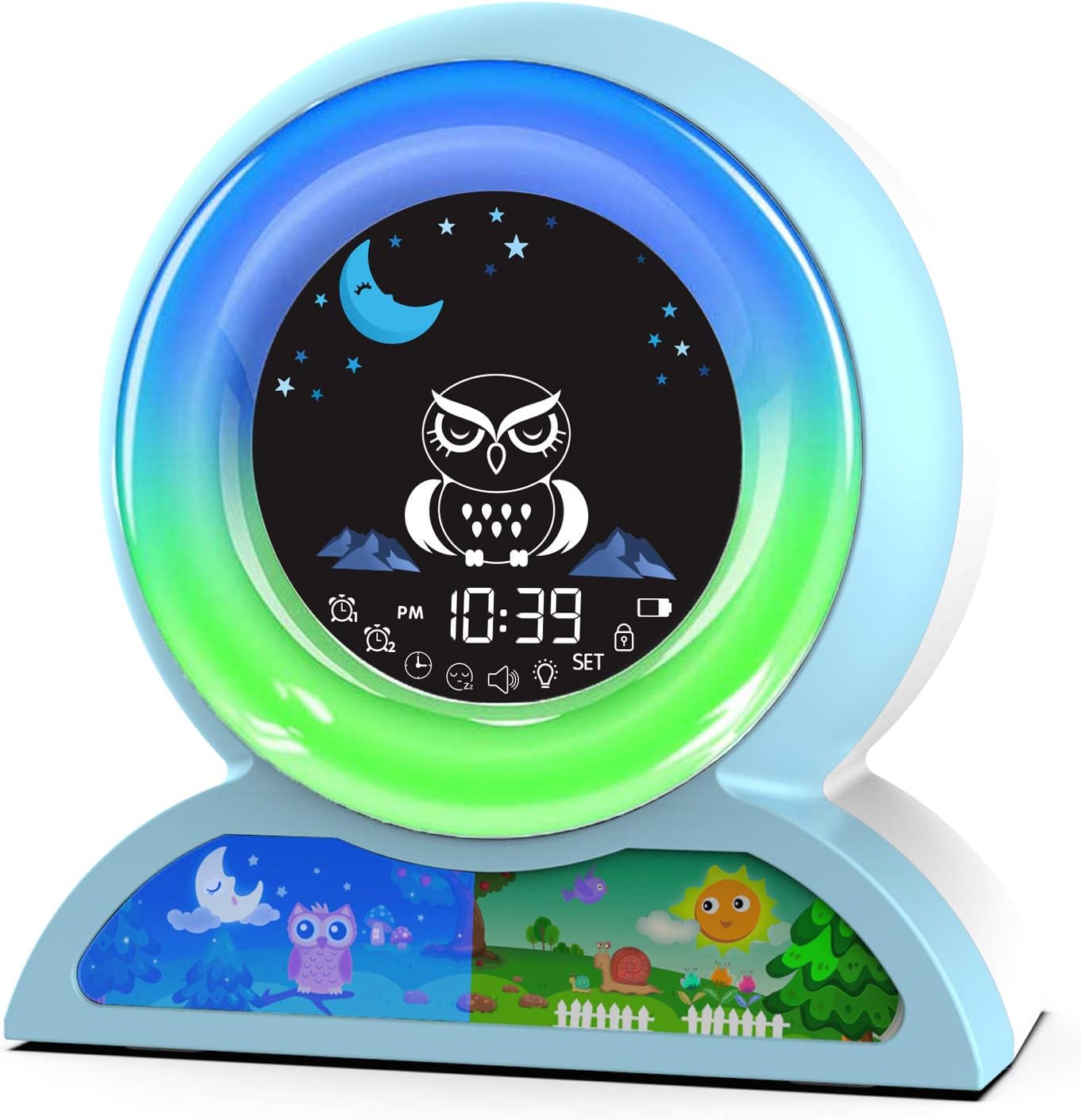 DINVEL Kids Alarm Clock, Toddler Sleep Training Clock with Red Green Light, Ok to