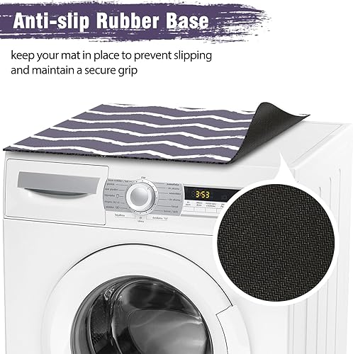 Miniatura 5 de Zylorix Fundas para lavadora y secadora para la parte superior, 2 alfombrillas protectoras antideslizantes de 27 x 27 pulgadas, a prueba de polvo y