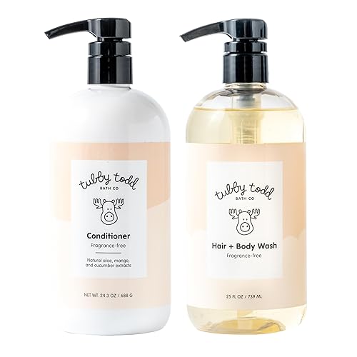 TUBBY TODD Hair Duo - Set de champú y acondicionador para bebés, cuidado del cabello suave e hidratante, hipoalergénico, no irritante, para recién