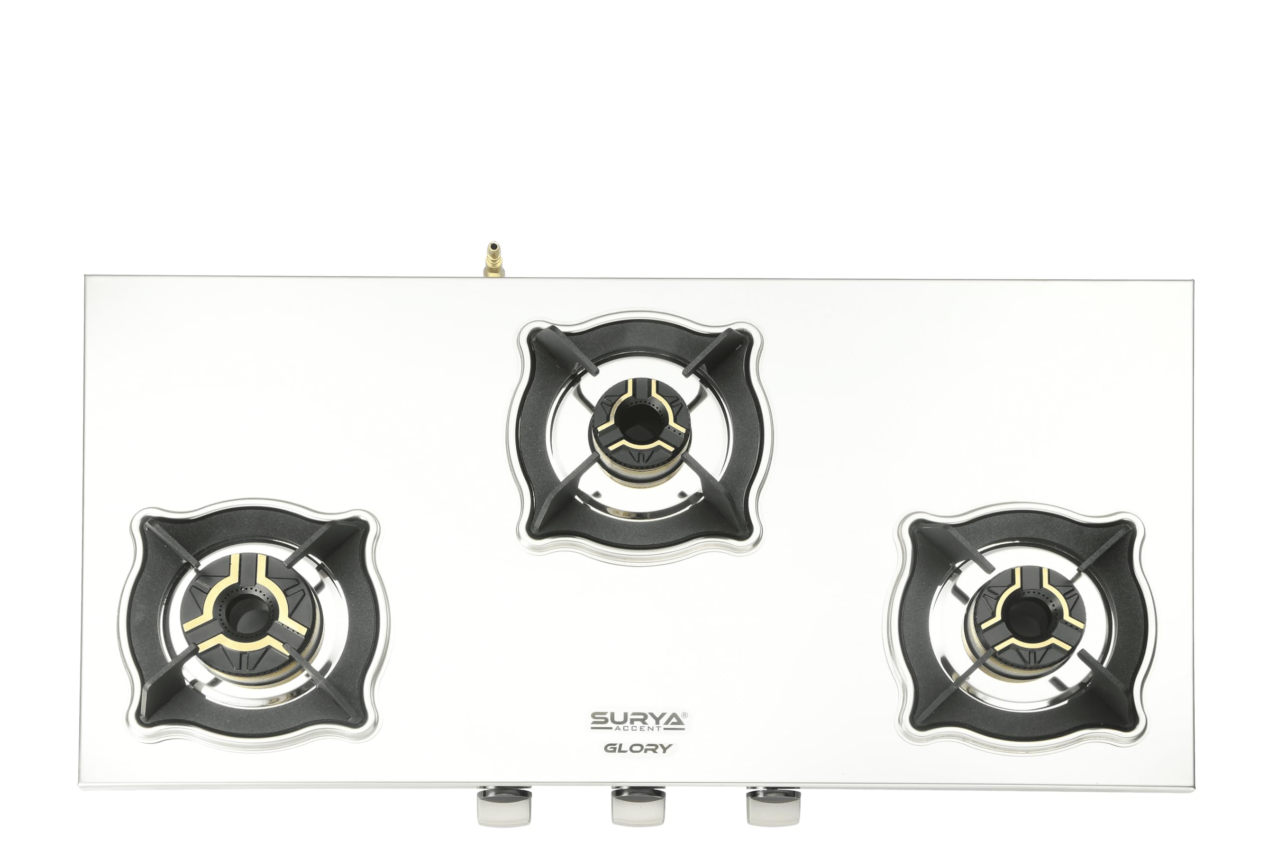 Surya Accent GLORY 3D 3 Burner Stainless Steel | 3D Brass Burners | Stainless Steel Metal Knobs-image-7