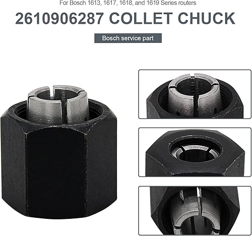 Miniatura 35 de Thaekuns 2 piezas 2610906284 1/2" Router Collet para Bosch 1613,1617, 1618,1619 Series Routers