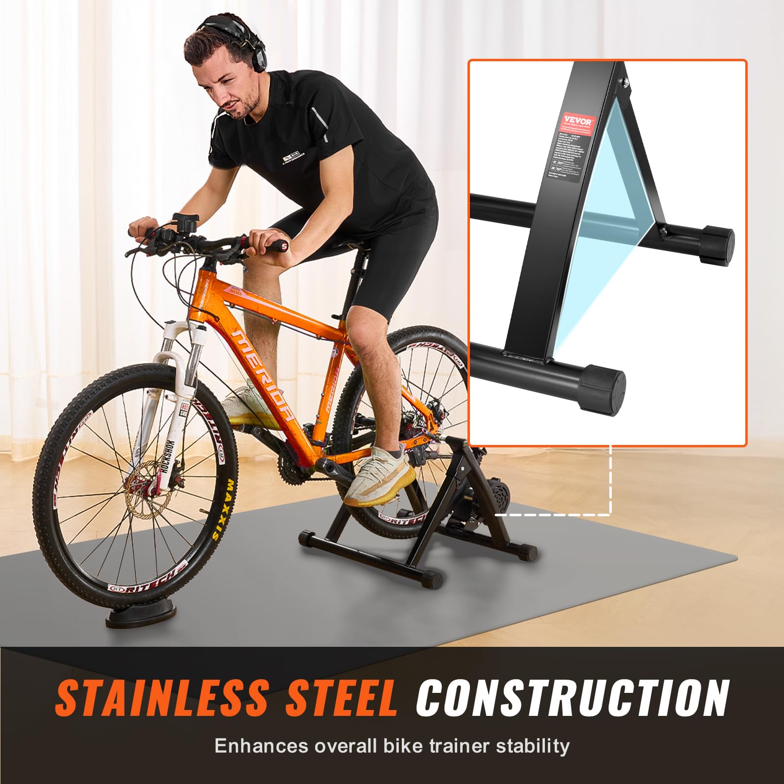 VEVOR Support d'Entraînement pour Vélo, Entraîneur de Vélo Magnétique Stationnaire pour Roues 66-74 cm, Moteur à Volant d'Inertie à Réduction de Bruit, Levier à Dégagement Rapide, Exercices Intérieur