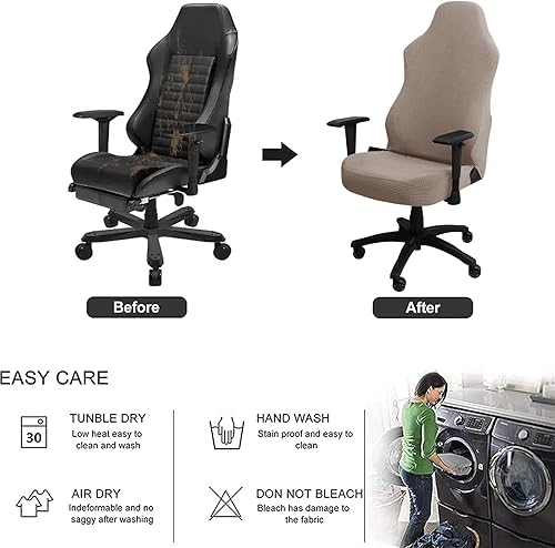 Miniatura 5 de HAOYONG Funda para silla de juegos, jacquard, elástica para silla de oficina, funda para silla de jefe, funda universal giratoria para silla de