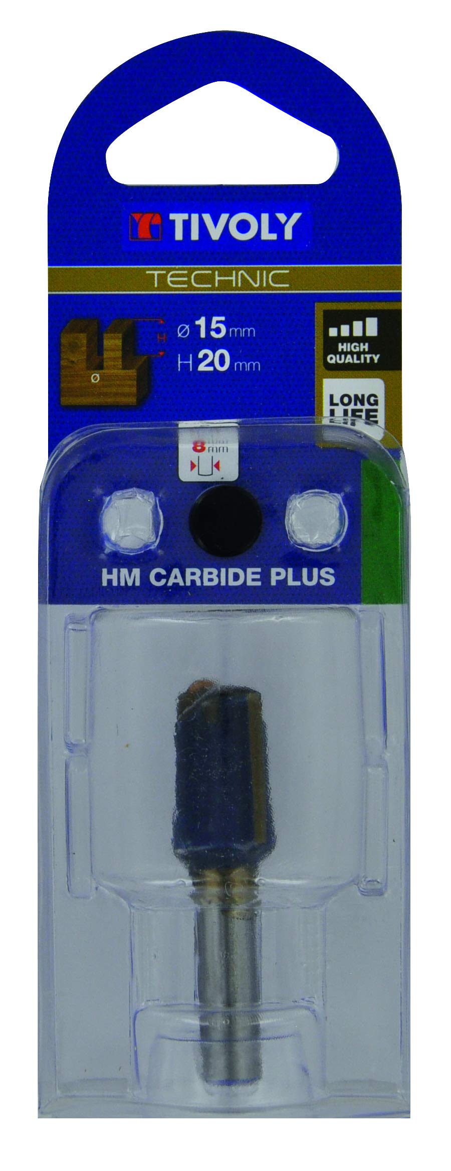 TIVOLY - 1 Straight Router Bit Ø 15mm - Carbide Blade Diamond Sharpened - 5/16