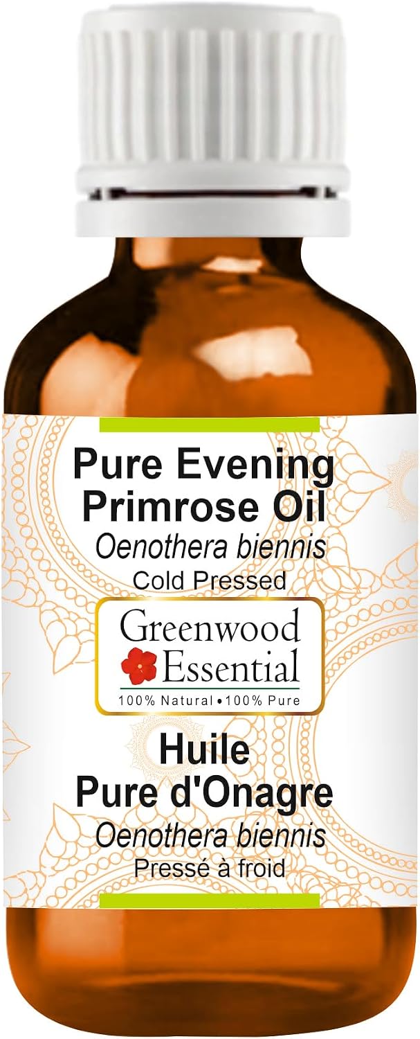 Greenwood Essential Evening Primrose Oil (Oenothera biennis) | Cold Pressed | Natural | Undiluted | for Diluting Essential Oils | for Skin & Massage | Men & Women | 30ml (1 oz)
