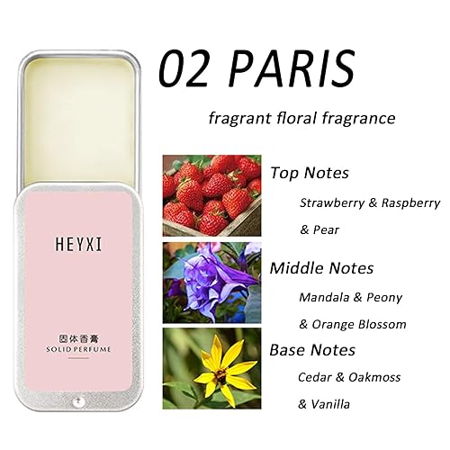 Miniatura 3 de Grospe Juego de 4 bálsamos sólidos, perfumes de bolsillo portátil, perfecto para viajes, perfume de fragancia natural para hombres y mujeres (juego