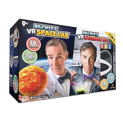 Abacus Brands Bill Nye's VR Science Kit and VR Space Lab - Virtual Reality Kids Science Kit, Book and Interactive STEM Learning Activity Set (2 in 1 Combo Pack)