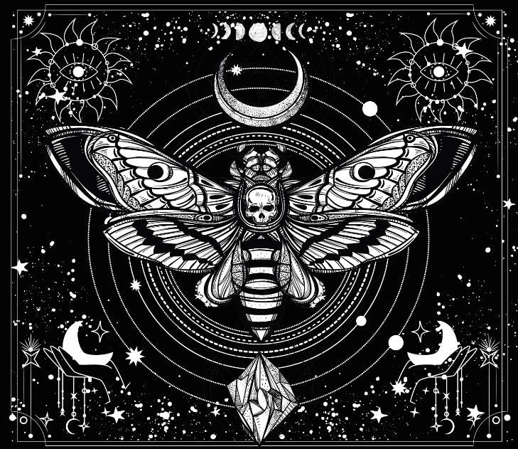 JOYPLUS Black and White Tapestry Tapestries, Sun and Moon Tapestry Moth Tapestries Wall Hanging for Bedroom Living Room Dorm