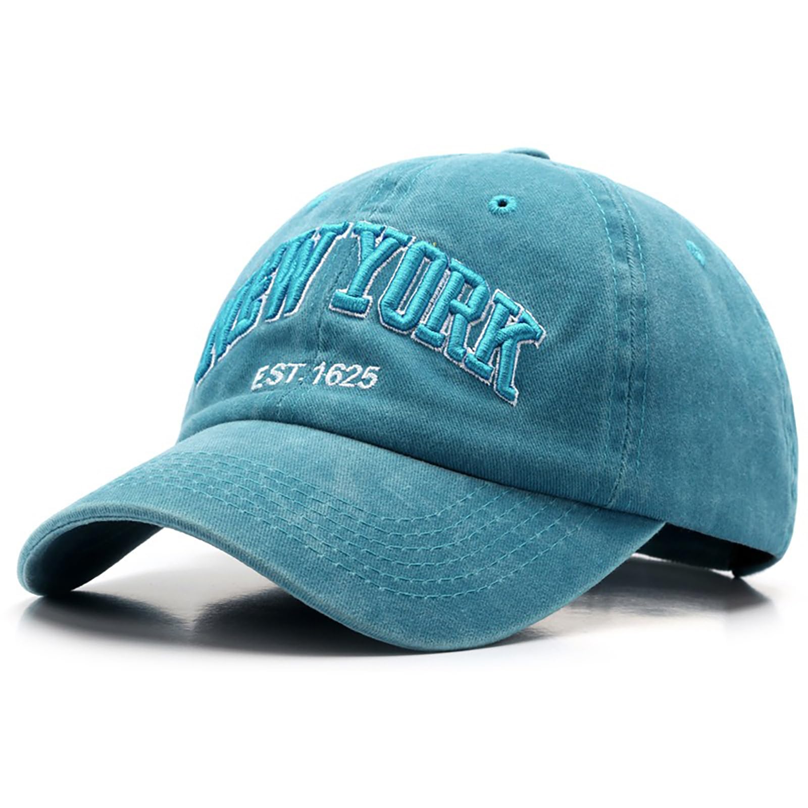 Vptmrp Unisex Sky Blue New York Hat Washed Distressed Baseball Cap Sun Hat, M
