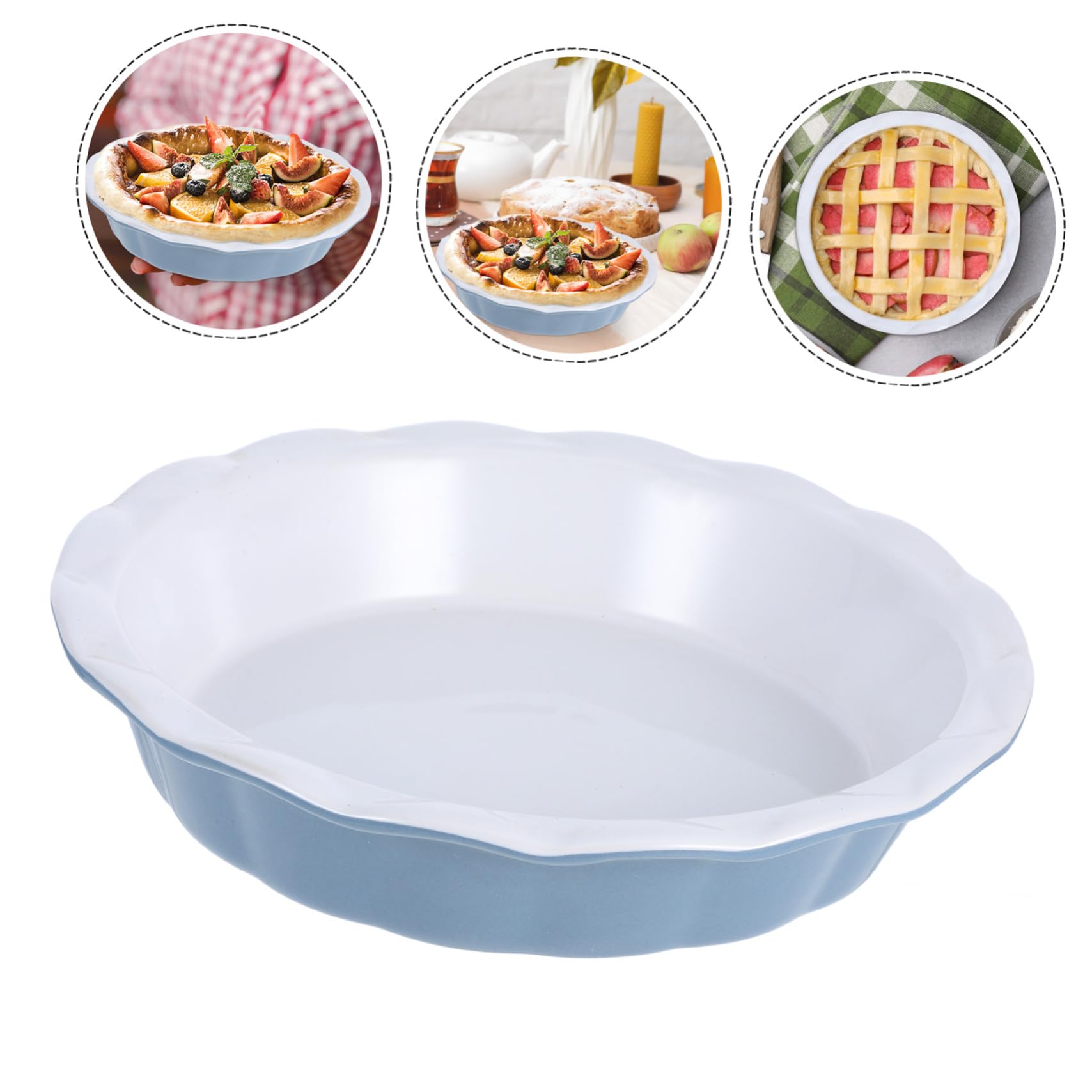 OUNONA Céramique Plat à Tarte Rond Antiadhésif pour Cuisson au Four