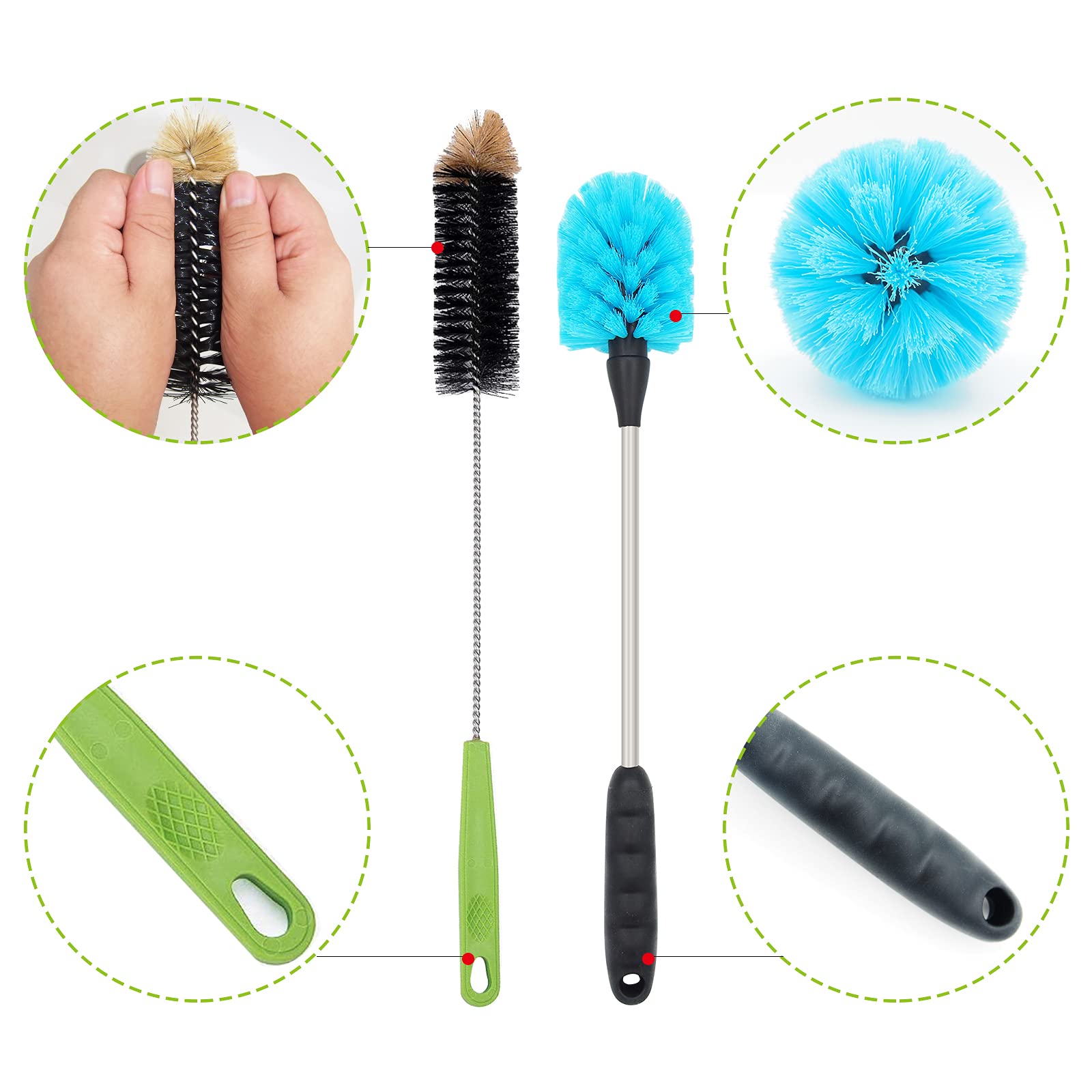 Long Bottle Brush, 17 in Bendable Cleaner Brushes for Cleaning Neck Beer Bottles Wine, Baby Bottles, Water Bottles, Tumblers - Image 3