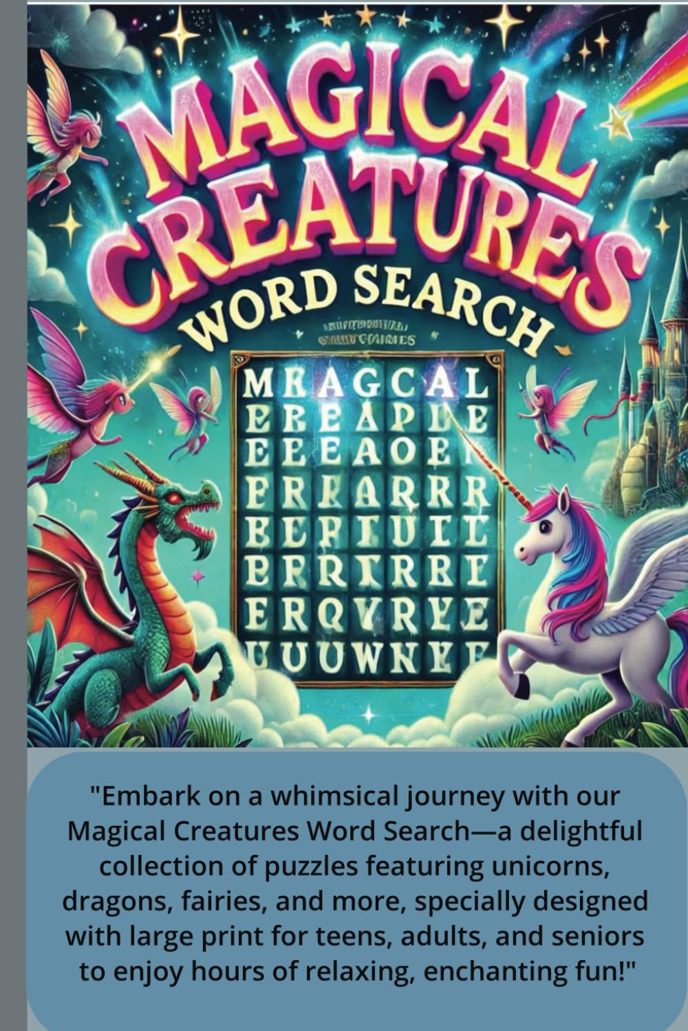 Magical Creatures Word Search: Word Searches with Easy-to-Read Print about Magical Creatures, Unicorns, dragons, and fairies, castles and More | 6x9, ... Vacations, Holidays, Birthdays and Free Time