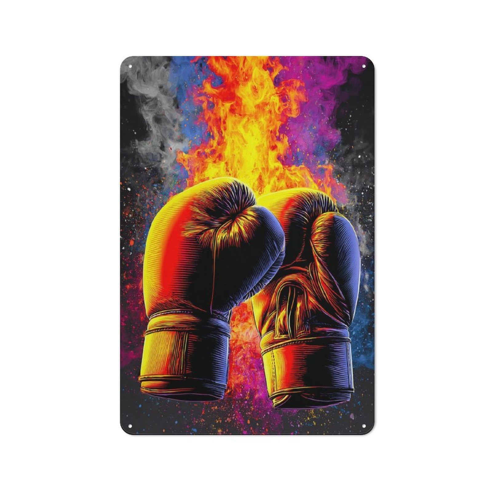 Junmoney Fiery Boxing Gloves Artwork Farmhouse Metal Sign 30X20cm, Barn Style Rustic Kitchen Decor For Cottage, Kitchen, Hallway Or Breakfast Nook