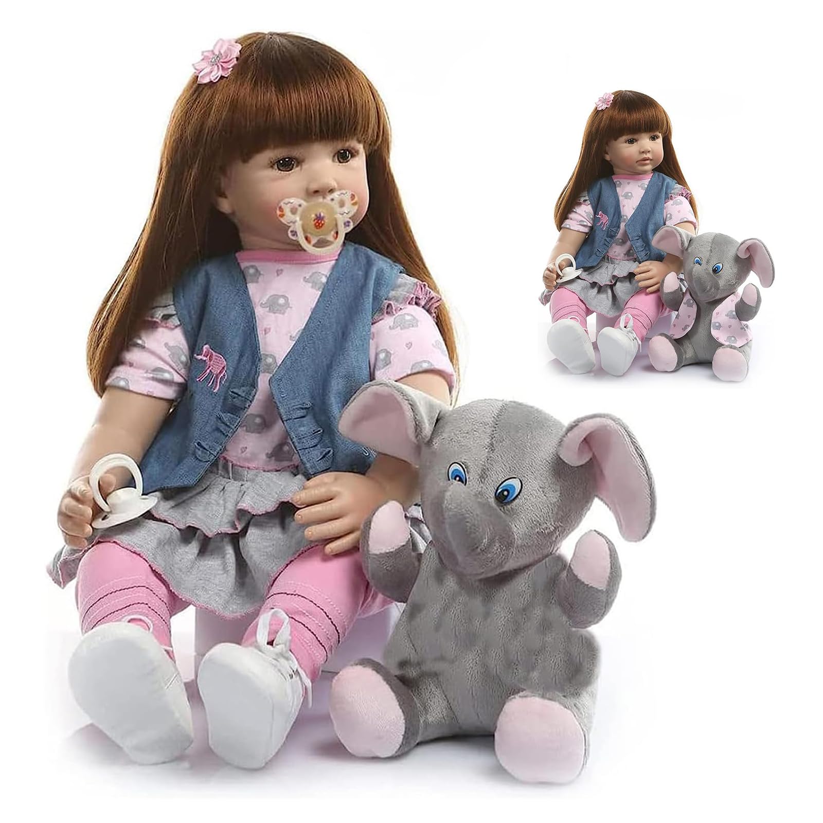 Reborn Bambola 24 Pollici Realistica Bambola Neonata Reborns Baby Doll Corpo Morbido Tessuto Bambole Reincarnate Bambola Reale Aprire Gli Occhi Bambole Reborn Con Accessori Regalo di Natale