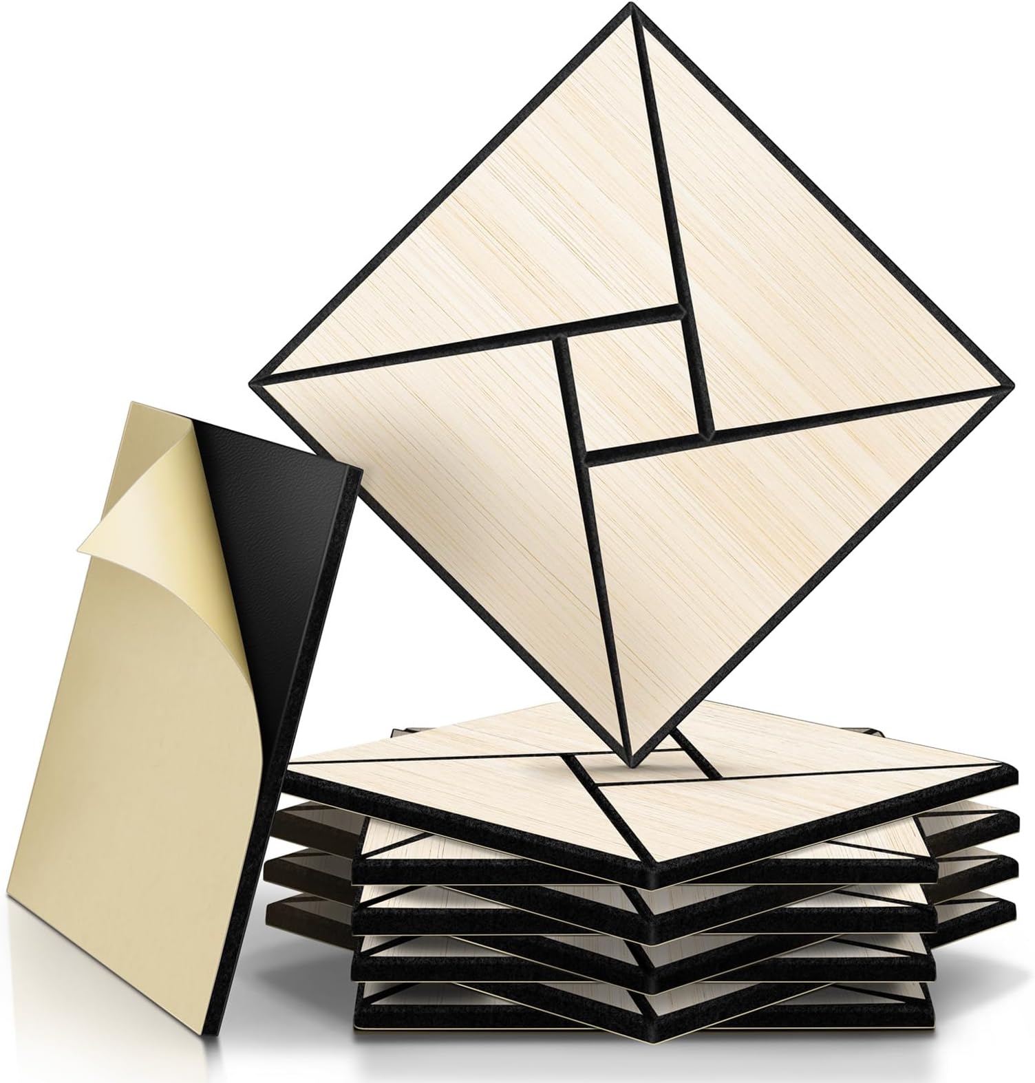 JAMELO Soundproofing Panels Wood Veneer 10 Packs | 30 * 30 * 1.2cm Acoustic Panels Self-Adhesive 3D Wall Panels For Ceiling/Door/Wall Decoration Wall Covering Oak White