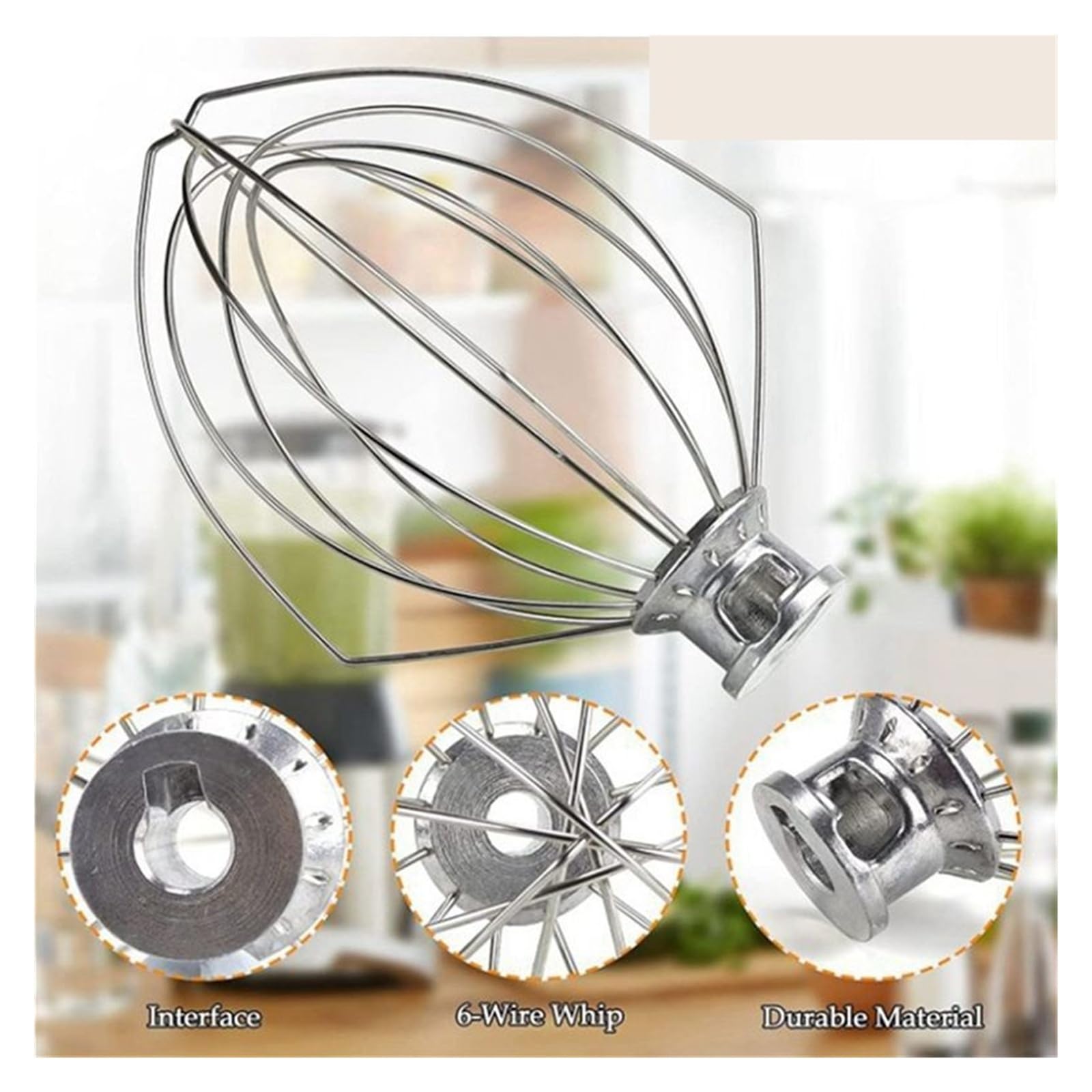 ABBZ-6X K5AWW, Compatibile Con Kitchenaid, Frusta A Filo Elettrico, Frullino A Filo, Frullino For Le Uova In Acciaio Inossidabile, Attacco For Frullino, 5 Quart