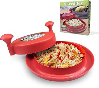 NANYUE Chicken Shredder Tool with Handles and Non-Skid Base for Ground Beef Pulled Pork and Chicken 10.5 inch Safer Than Bear Claws(Red)