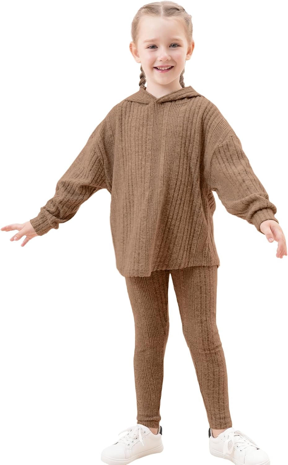 LecGee Women Fall Casual Hoodie Set Long Sleeve Oversized Sweatshirt Elastic Waist Legging Pant 2 Piece Outfit Tracksuit