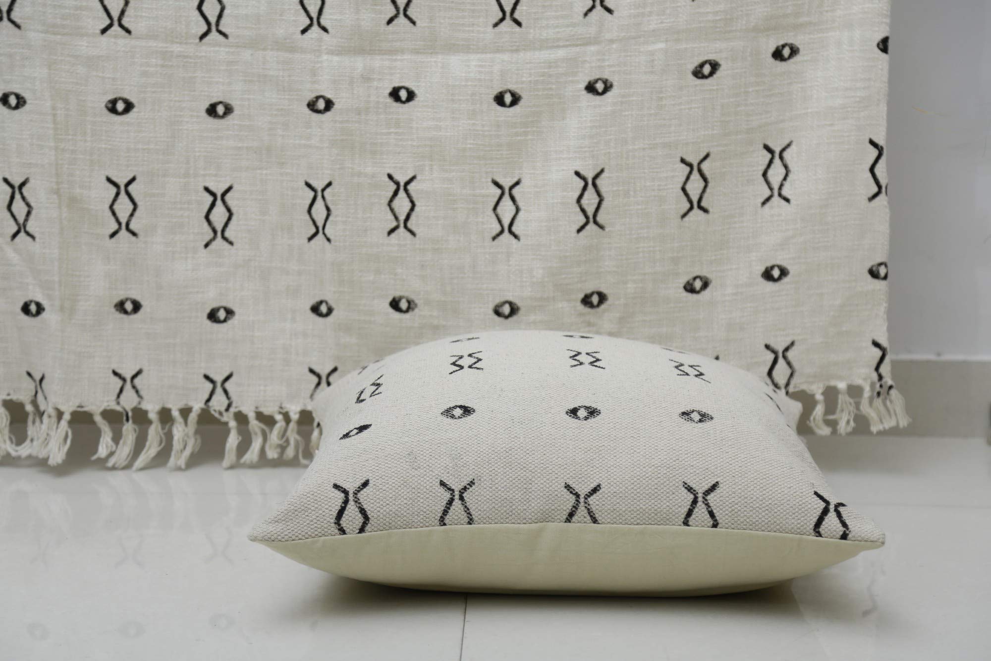 Trade Star - Funda Almohada Tribal algodón,Cojín decoración del hogar Cojín de Tela Barro,Cojín Decorativo Alfombra,Cojín Block Print,Cojín étnico algodón