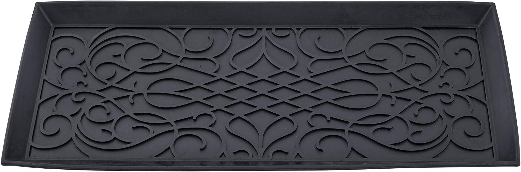 Superio Rubber Boot & Shoe Tray, 34 x 14 x 2 Rectangle, Heavy Duty, Protects Floors from Water and Dirt, Waterproof for All Weather Indoor Outdoor Use, Black
