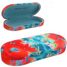 MyEyeglassCase Hard Shell Glasses case, Medium Eyeglasses Holder, Easy Open Lip for Men Women, Portable Sleeve Pouch & Cloth