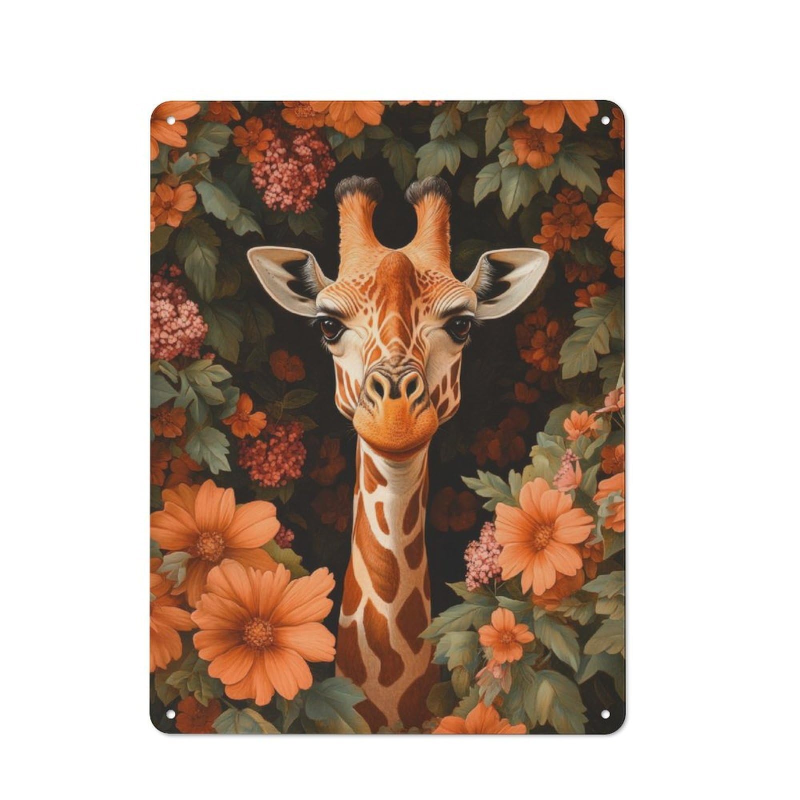 Junmoney Giraffe In Bloom Vintage Tin Sign 40X30cm For Pub Or Café, For Everyday Room Decor With A Vintage Look