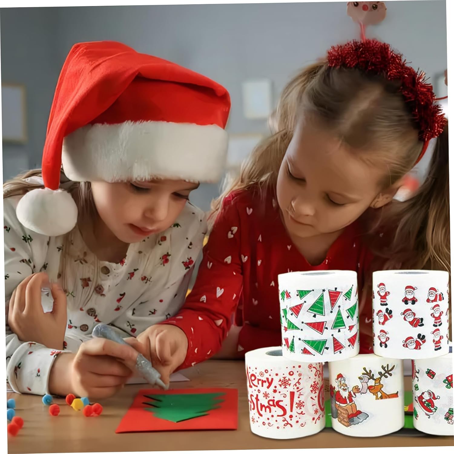 5PCS Bathroom Tissue Toilet Paper Double-Layer Toilet Paper Bulk with Amusing Christmas Prints Soft & Safe Rolls Party Favor for Bathroom Decor... image 4
