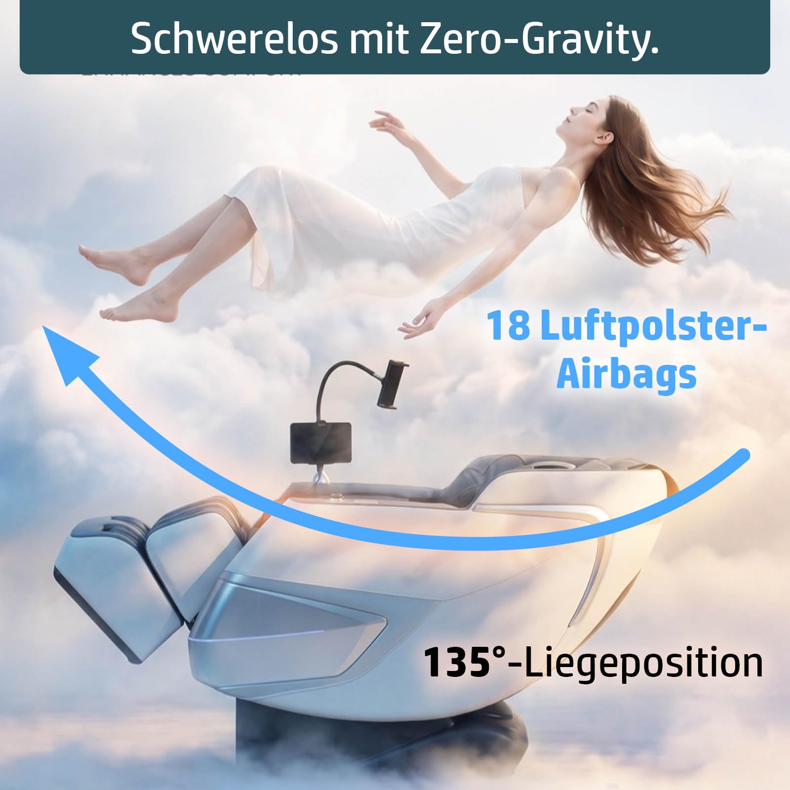 BRAST Ambiness Massagesessel Relaxsessel NALA | 42 Massageprogramme | deutsche Bediensprache | Zero Gravity-Funktion | 3D-Massagetechnologie Ganzkörpermassage + Wärmefunktion | Weiß