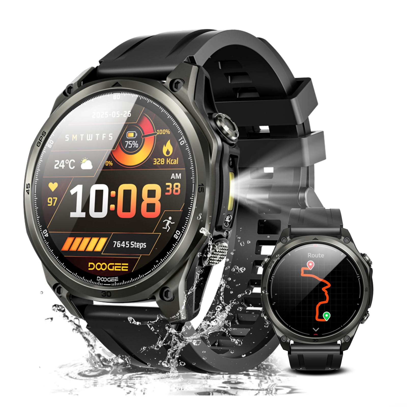 DOOGEE Anywise W1 Mens Smart Watch, 5ATM Dual-Band GPS Fitness Tracker, 1.43'' Smart Watches for Android and iPhone, 170+ Sports Modes, Answer/Make