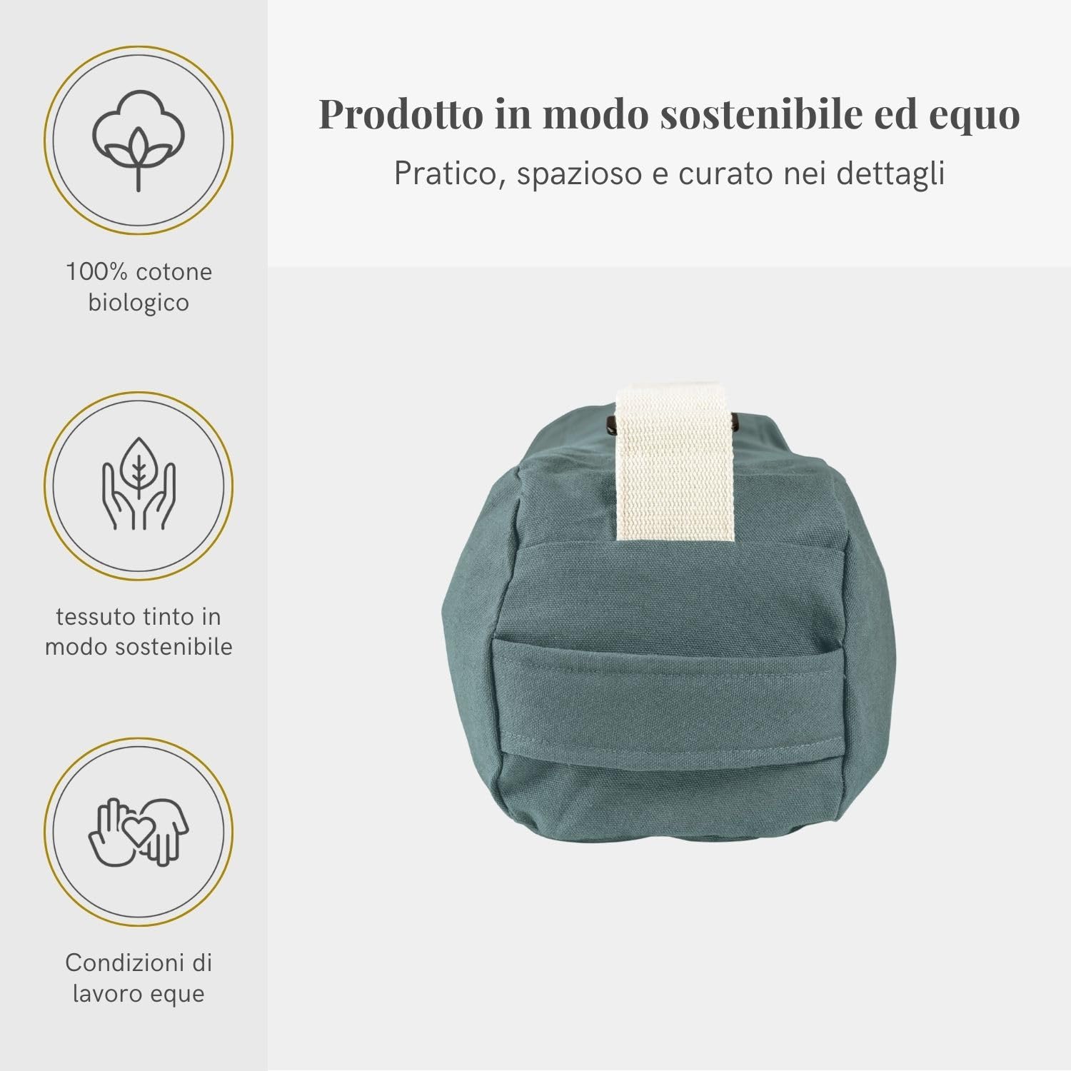 Lotuscrafts Borsa per yoga in cotone biologico, modello Pune, per tappetini yoga e accessori, equosolidale ed ecologica, certificata GOTS