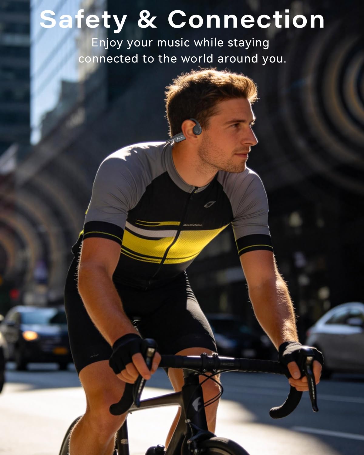 SANOTO Knochenschall Kopfhörer, Open Ear Kopfhörer Bluetooth 5.3 Bone Conduction Kopfhörer Kabellos wasserdichte Schweißfeste Sportkopfhörer Kopfhorer für Läufer Fahrrad Radfahren Fitness (Schwarz)