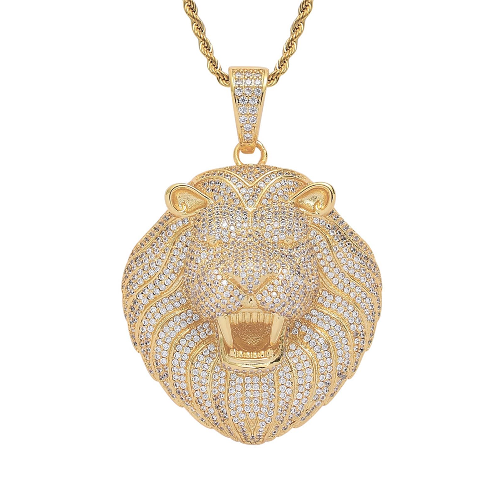 Testa di Leone Ciondolo Uomo Ins Stile Collana Personalizzata Collana Punk Con Zircone Gioielli Luce Regalo Di Compleanno Di Lusso Festa Di Compleanno