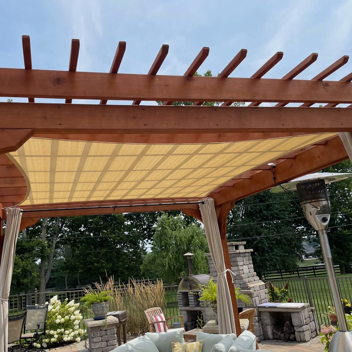 Red De Sombreo Beige, Malla De Sombreo De Protección Solar De HDPE, Velas De Sombreo con Ojales para Patio Trasero, Jardín, Granero, Perreras, 5x10m 6x9m 7x8m 8x8m 8x12m(Tamaño:4X6M)