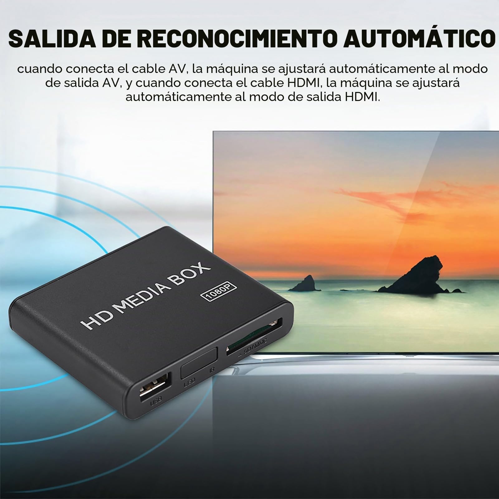 Reproductor Multimedia, Mini 1080p Full HD Ultra Digital Media Player Box, Compatible con USB MMC RMVB MP3 AVI MKV (Enchufe de la UE)