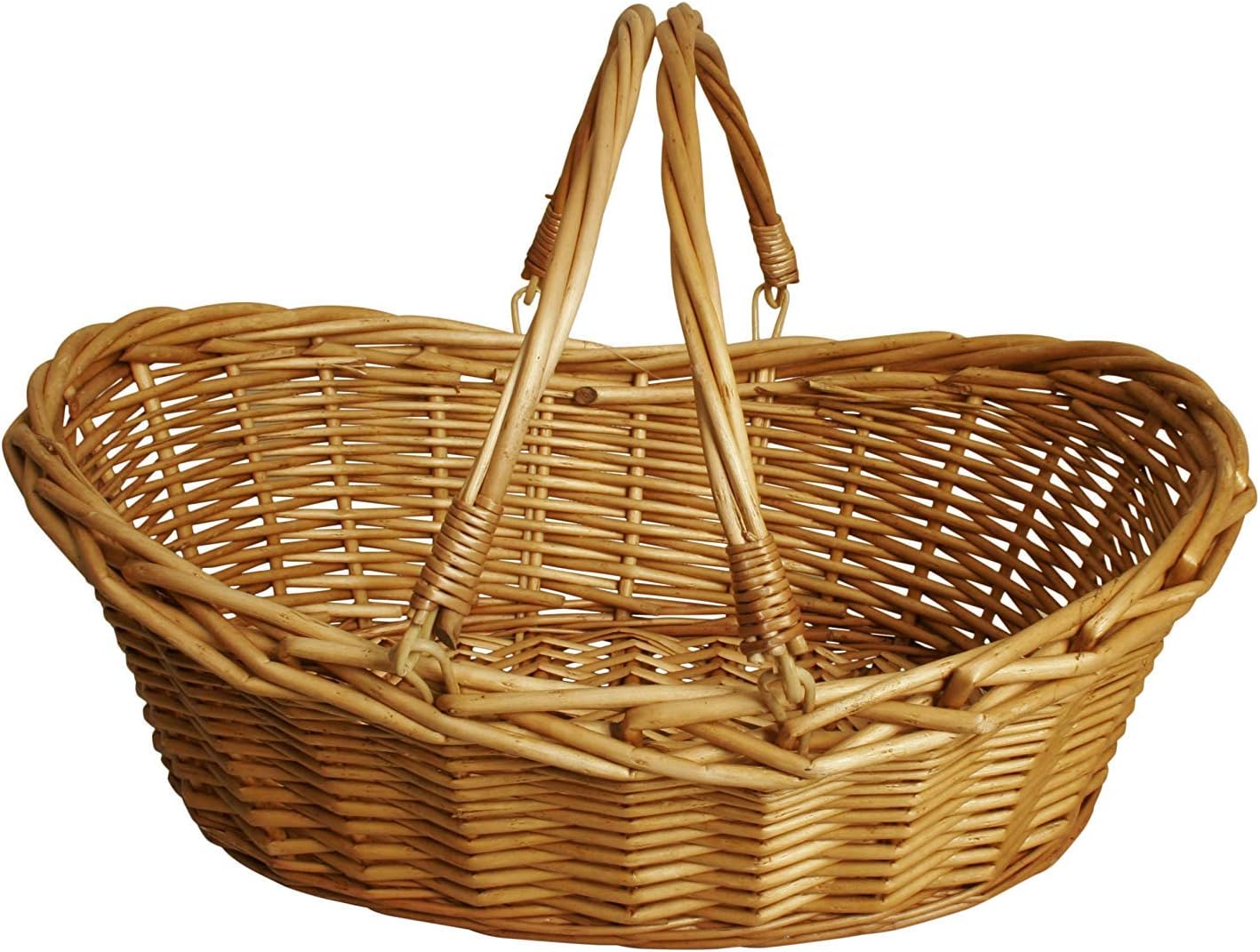 Oypeip Wicker Basket Gift Baskets Empty Oval Willow Woven Picnic Basket Easter Candy Basket Large Storage Basket Wine Basket with Handle Egg Gathering Wedding Basket 15"*11"*7" (Nature)