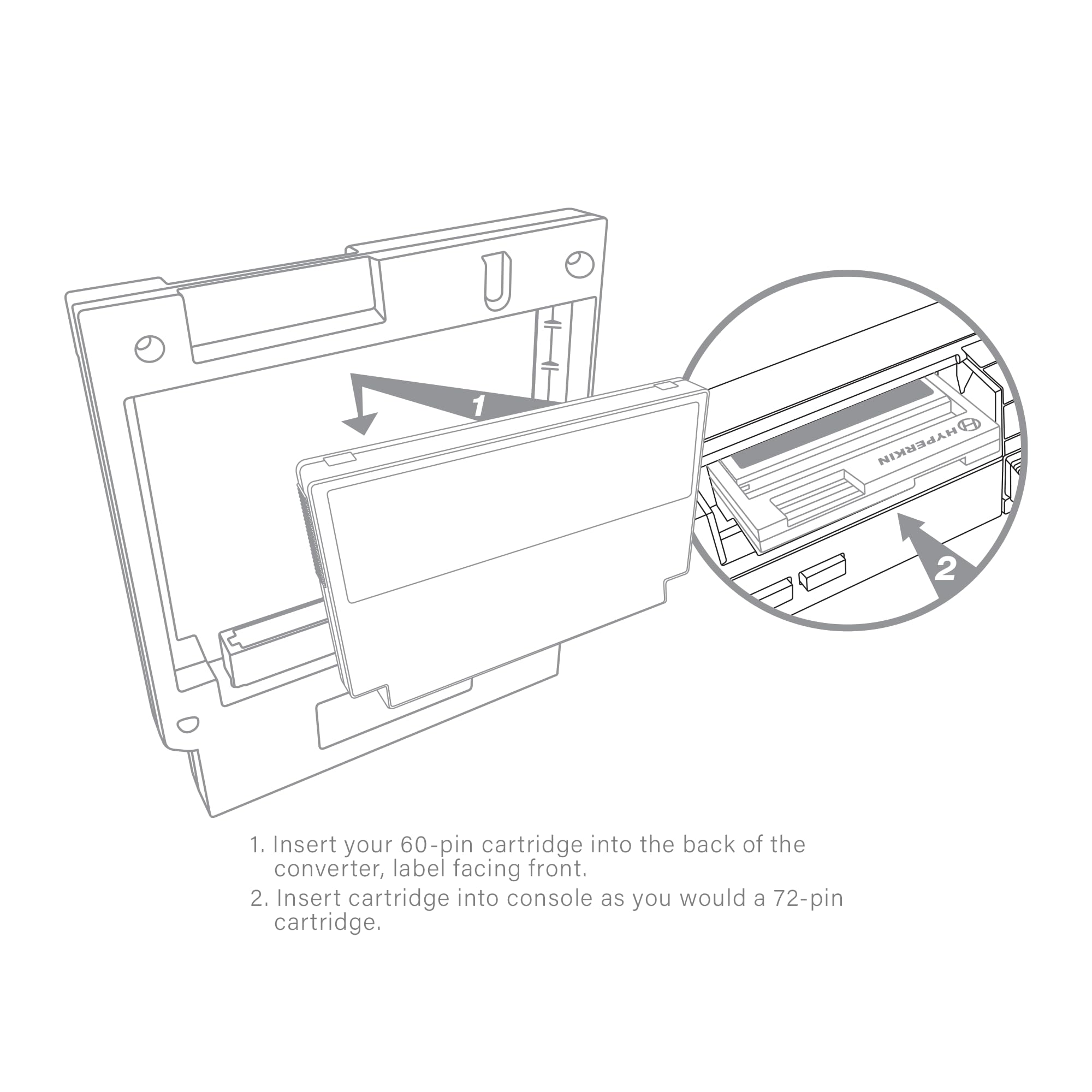 Adattatore per cartuccia "HyperConvert 83" da 60 pin (Famicom) a 72 pin (NES) per: Famicom/NES