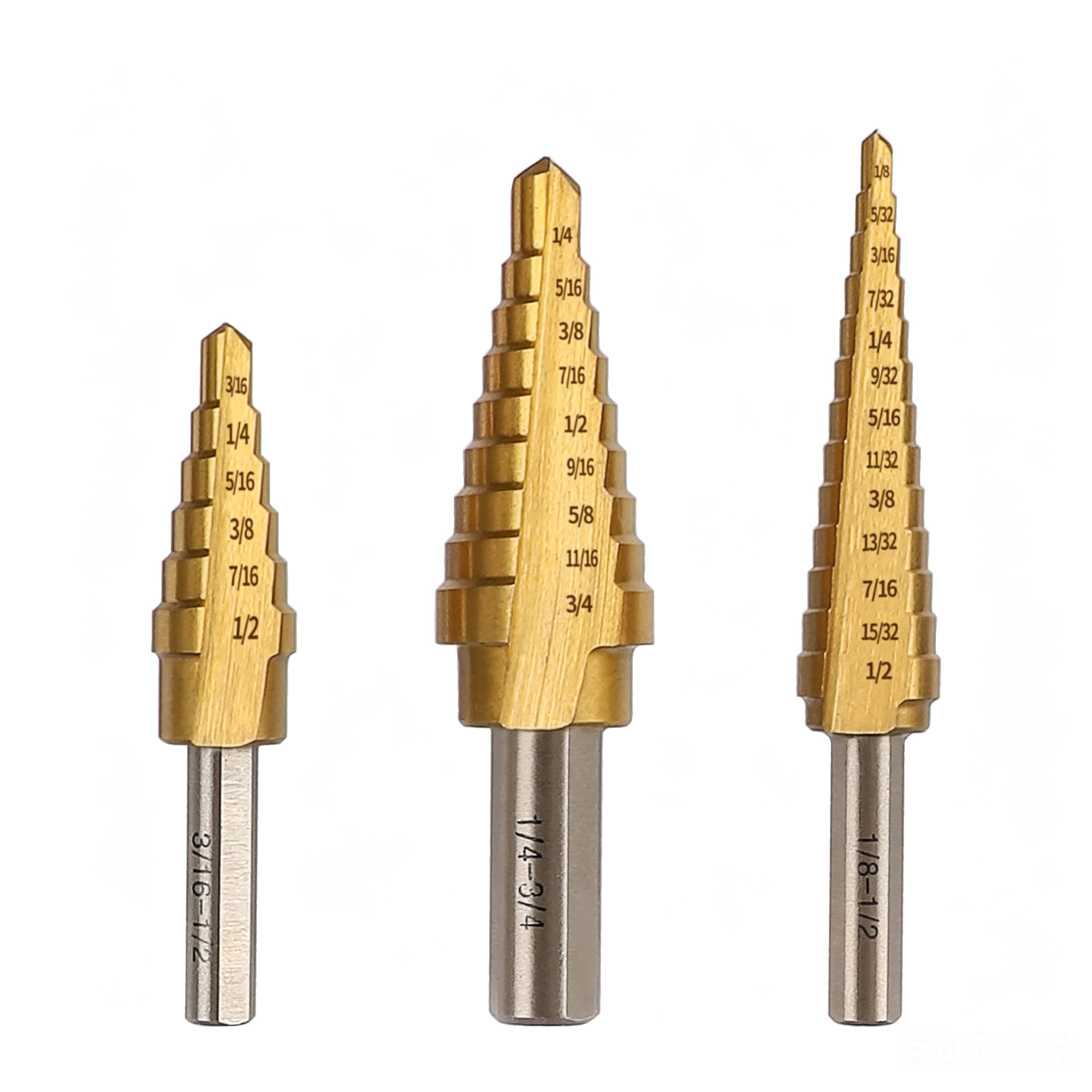 Yougfin Step Drill Bits - 3 Piece HSS Titanium Set -1