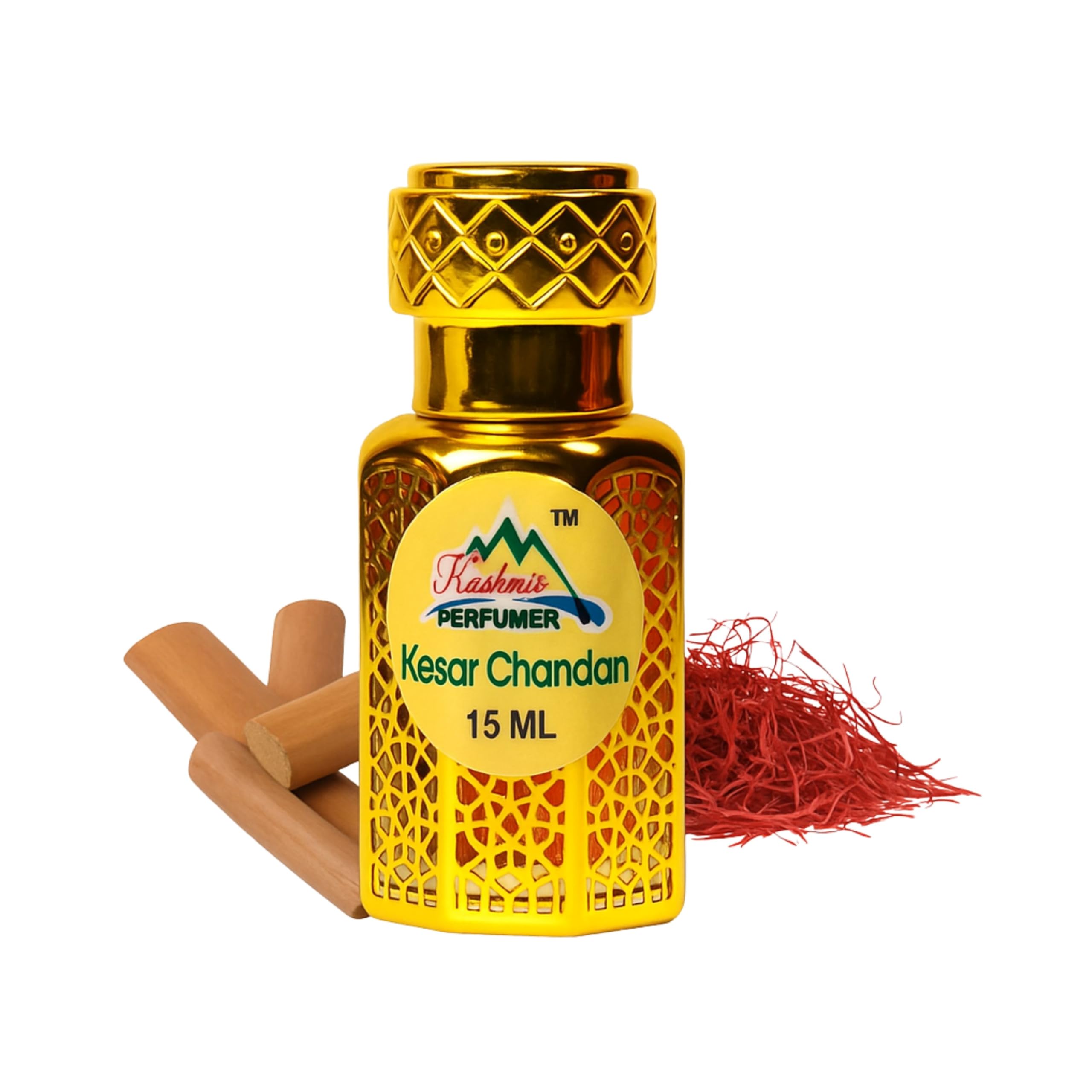 Kashmiri Saffron Chandan Attar - Directly From Kashmir - Kashmiri Kesar Chandan Attar 15 ml