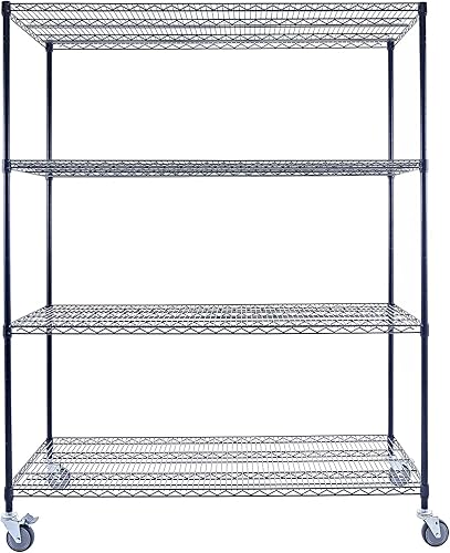 Estantería de alambre de 4 niveles de acero metálico de alta calidad de 60 x 24 x 72 pulgadas, capacidad máxima NSF de 3200 libras, estante de