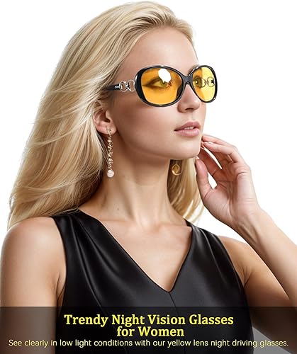 Miniatura 2 de TJUTR Lentes de visión nocturna para mujer, lentes amarillas polarizadas para conducción nocturna, antirreflejos y mejoran la visión nocturna