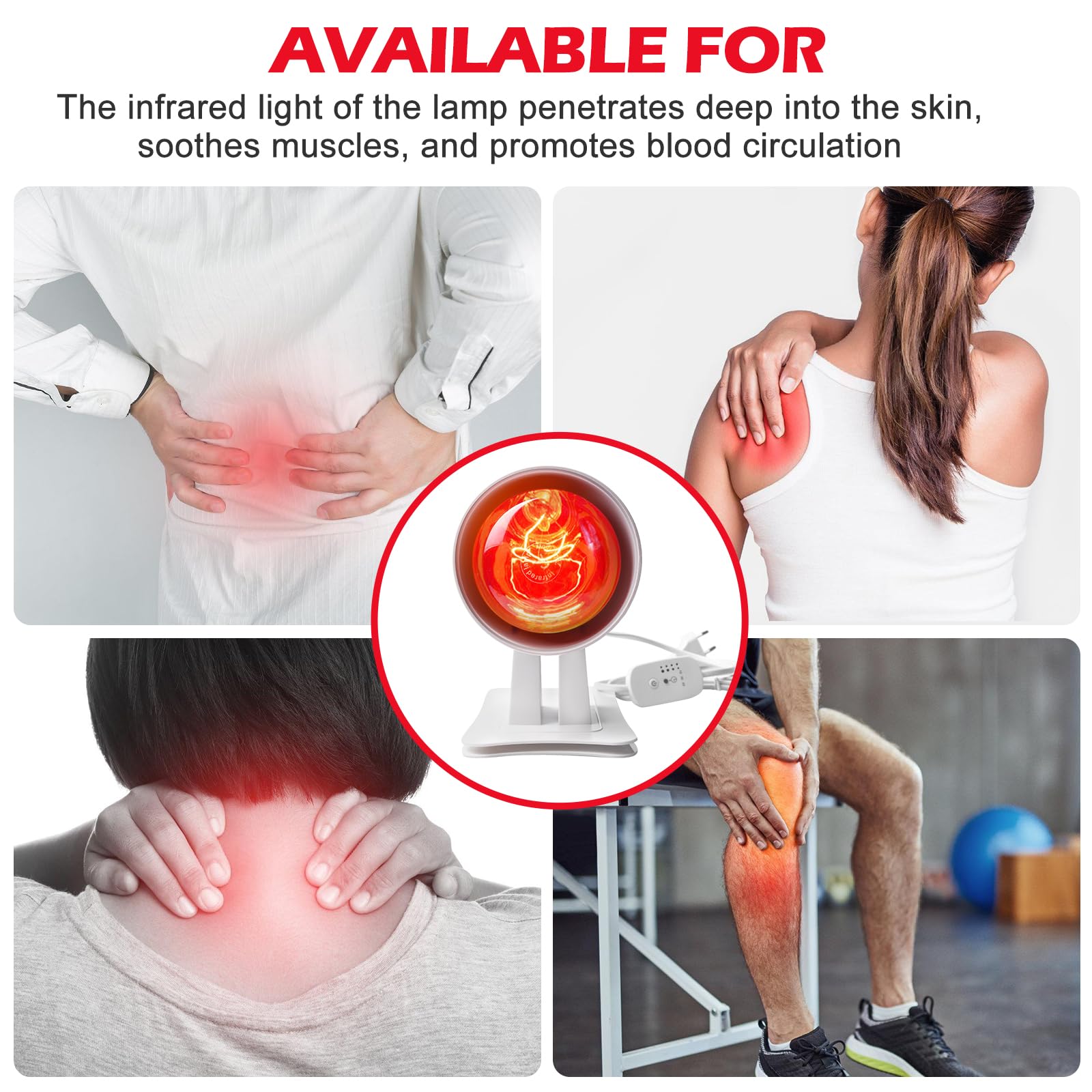 SUNOYA Lampe À Lumière Rouge 150 W, Lampe Infrarouge, Lampe Chauffante Rouge, Pour Soulager La Fatigue Musculaire et Offrir Une Chaleur Relaxante - Angle Réglable Pour Un Confort Optimal