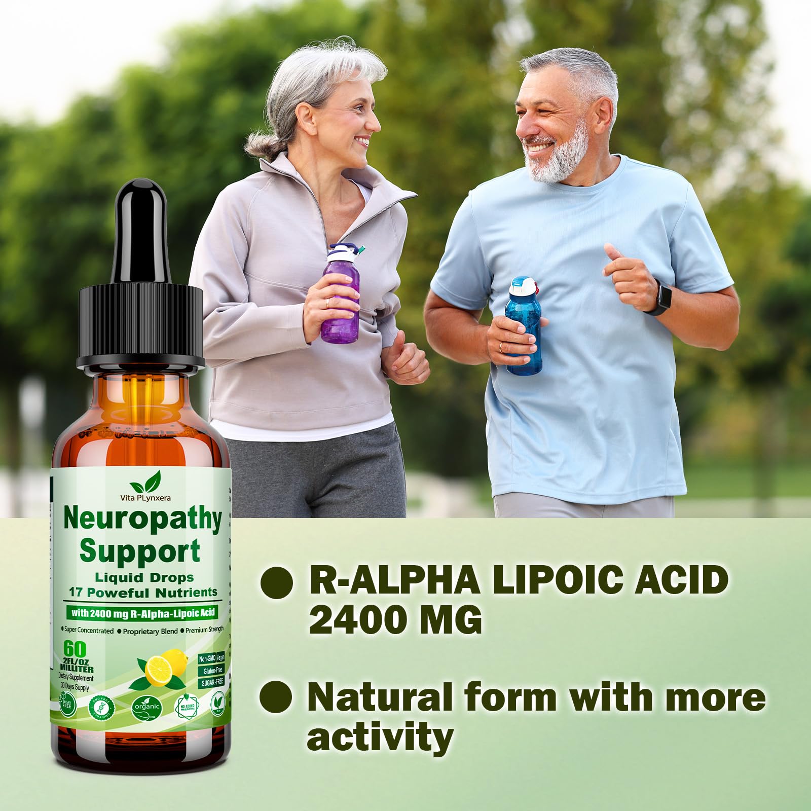Vita PLynxera Neuropathy Supplements Liquid Drops, Advance 17-in-1 Stabilized R-Alpha Lipoic Acid (R-ALA) w. Acetyl L-Carnitine Vitamin B-Complex Magnesium, High Potency R-Lipoic Acid for Nerve — Amazon image 6